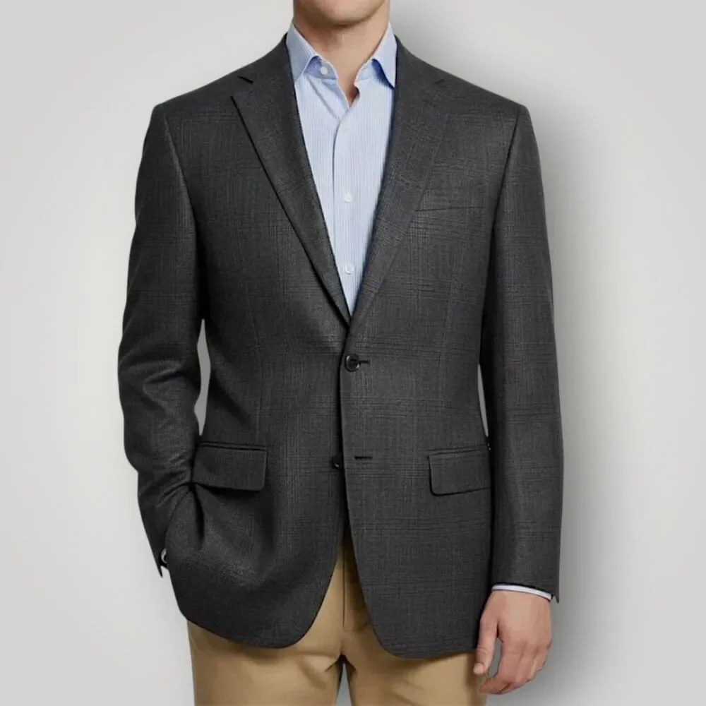 RALPH LAUREN Men’s Blazer 42R Sport Coat 2-Button Jacket Brown Wool Plaid
